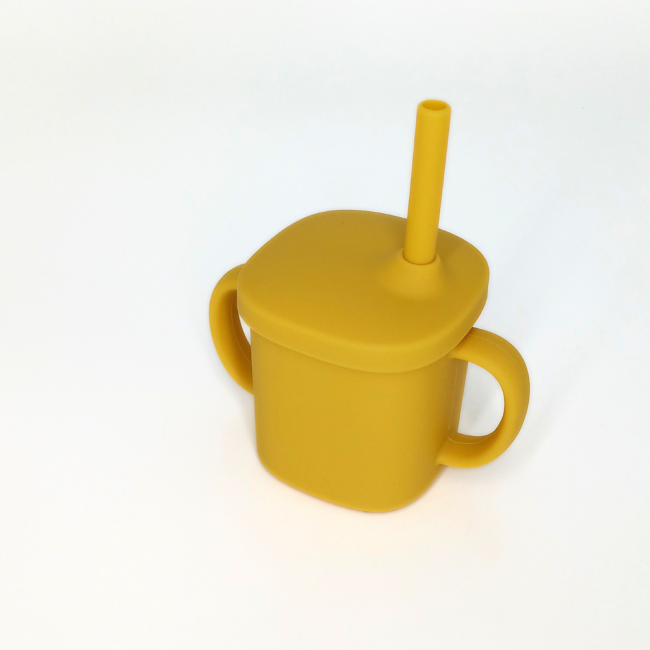 Cana cu pai si capac din silicon, Coccorito, Yellow