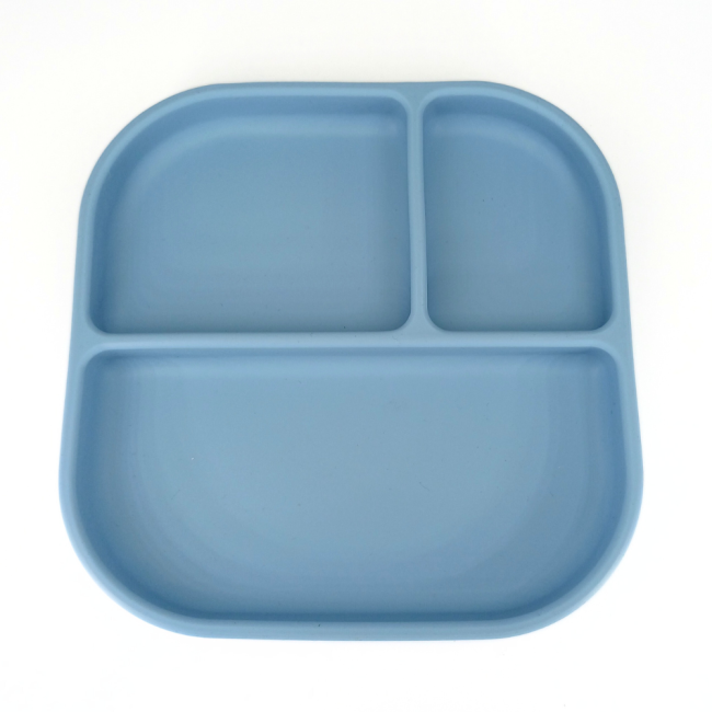 Farfurie patrata din silicon compartimentata, Coccorito, Blue