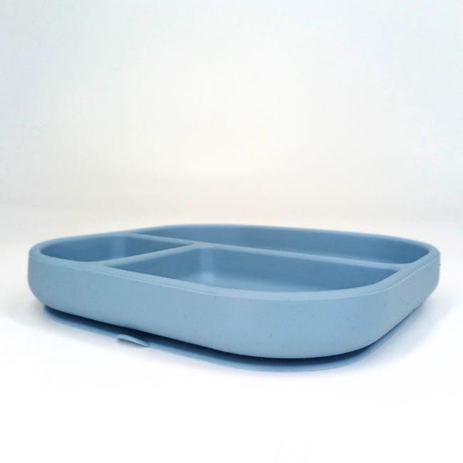 Farfurie patrata din silicon compartimentata, Coccorito, Blue