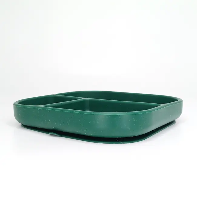Farfurie patrata din silicon compartimentata, Coccorito, Dark Green