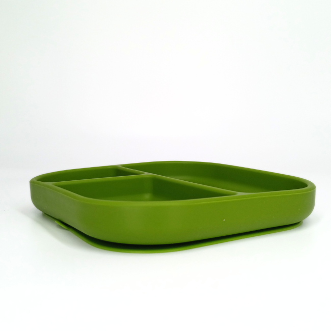 Farfurie patrata din silicon compartimentata, Coccorito, Green