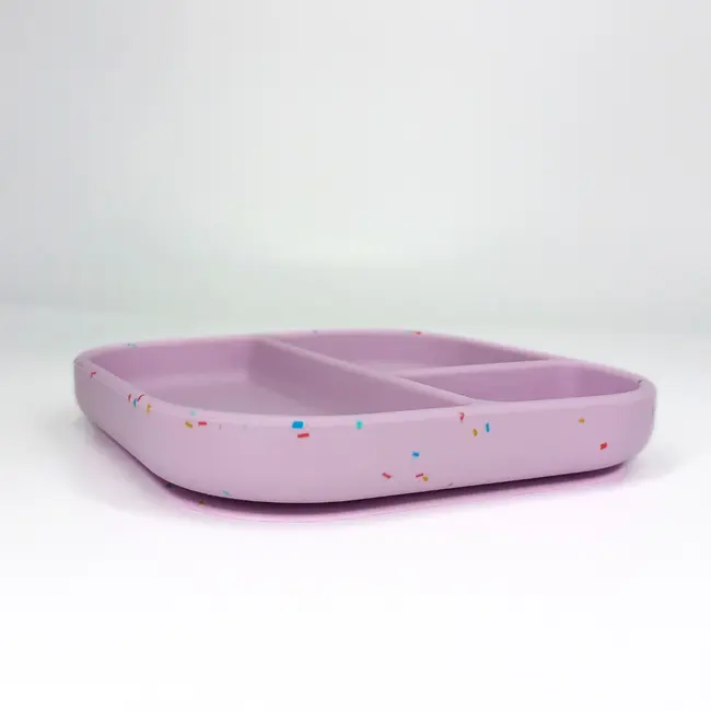 Farfurie patrata din silicon compartimentata, Coccorito, Lila