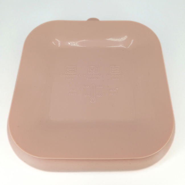 Farfurie patrata din silicon compartimentata, Coccorito, Soft Pink