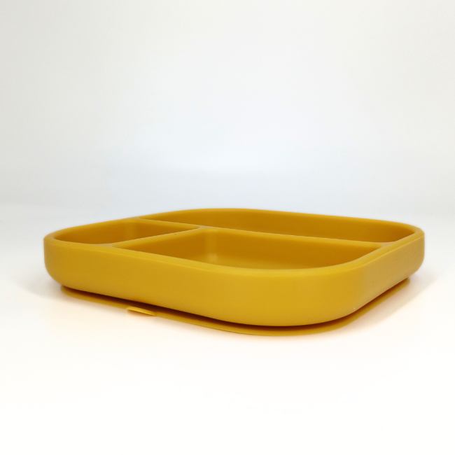 Farfurie patrata din silicon compartimentata, Coccorito, Yellow