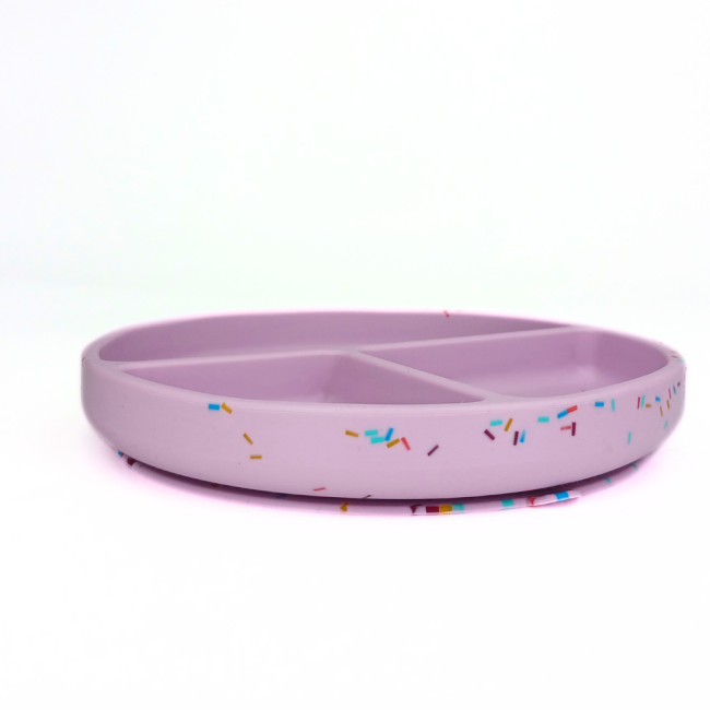 Farfurie rotunda din silicon compartimentata, Coccorito, Lila