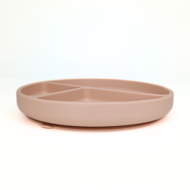 Farfurie rotunda din silicon compartimentata, Coccorito, Soft Pink