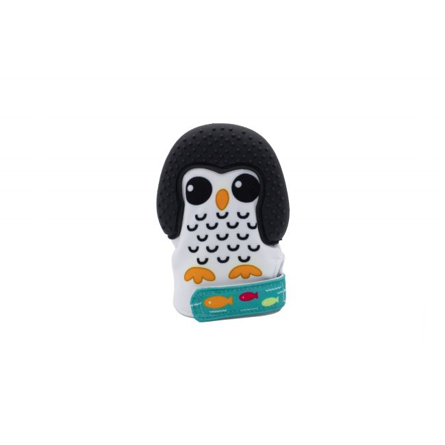 Manusa pentru dentitie din silicon - pinguin roz