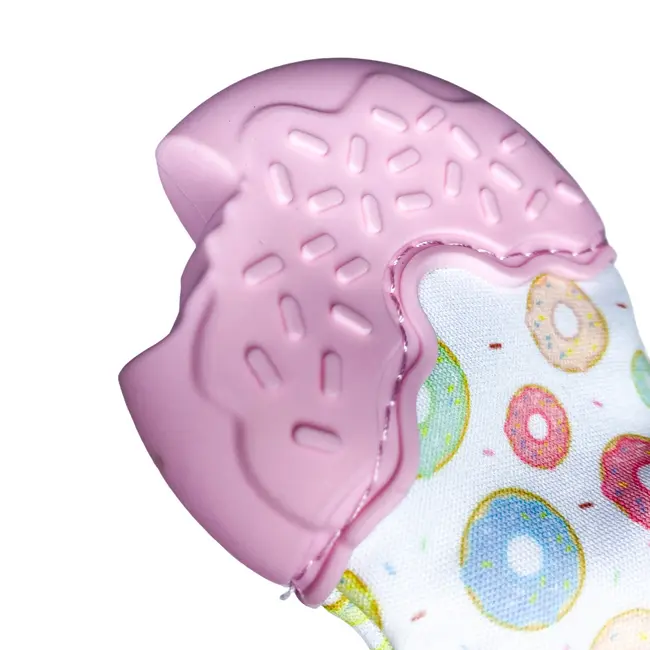 Manusa pentru dentitie din silicon - prajitura roz