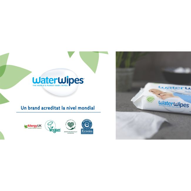 Servetele umede biodegradabile Water Wipes original, 12 pachete x 60 buc, 720 buc