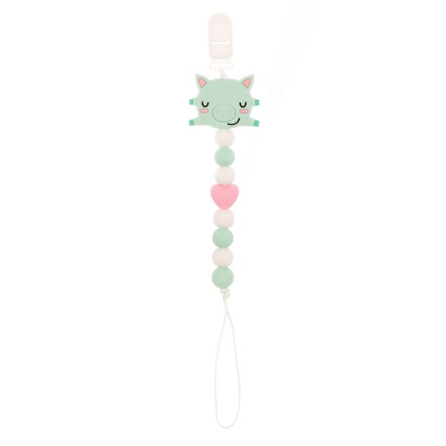 Colier pentru suzeta din silicon - Coccorito - Porc Teal