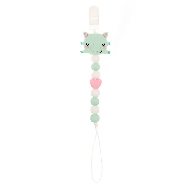 Colier pentru suzeta din silicon - Coccorito - Porc Teal