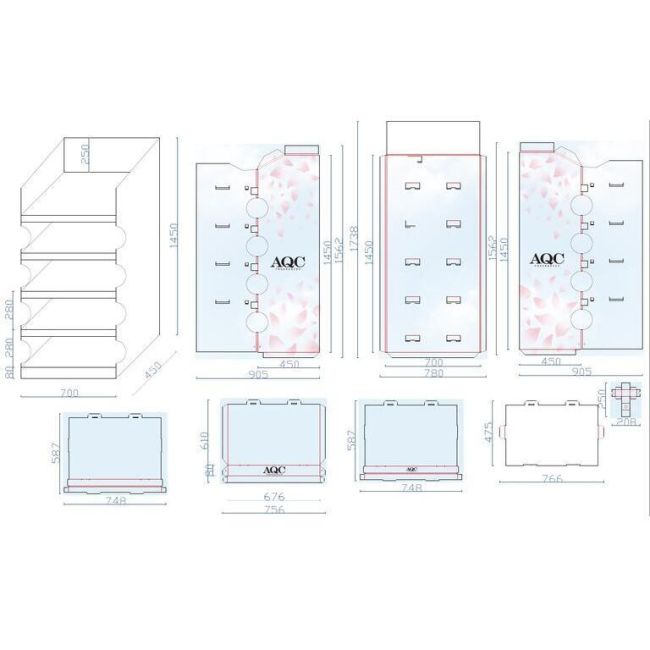 Display mare din carton, alb, pentru produse Aquarius Fragrances, 306004D