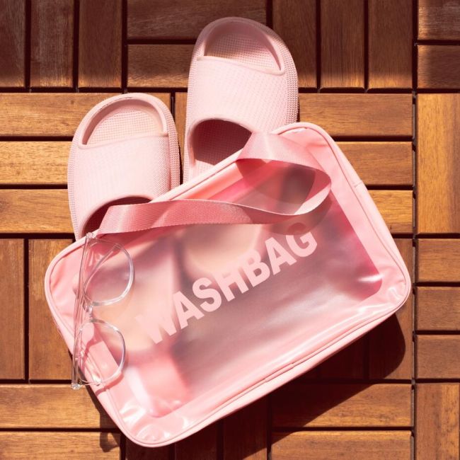 Gentuta cosmetica impermeabila, pentru femei, WashBag Top Choice 99328, roz