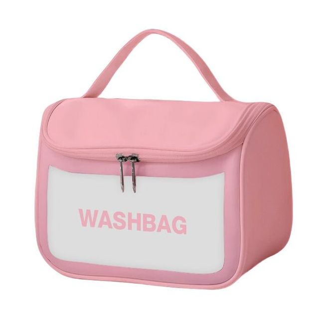 Gentuta cosmetica impermeabila, pentru femei, WashBag Top Choice 99557, roz