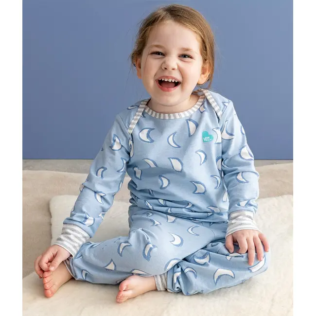 Love to Dream, Pijama din bumbac cu maneca lunga, 4-5 ani, Eclipse Blue