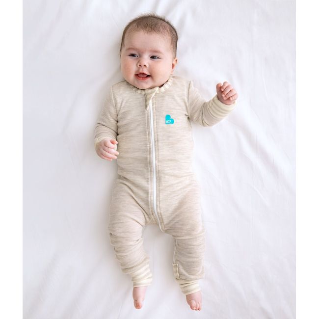 Love to Dream, Salopeta din lana merino cu fermoar, 0-3 luni, Oat