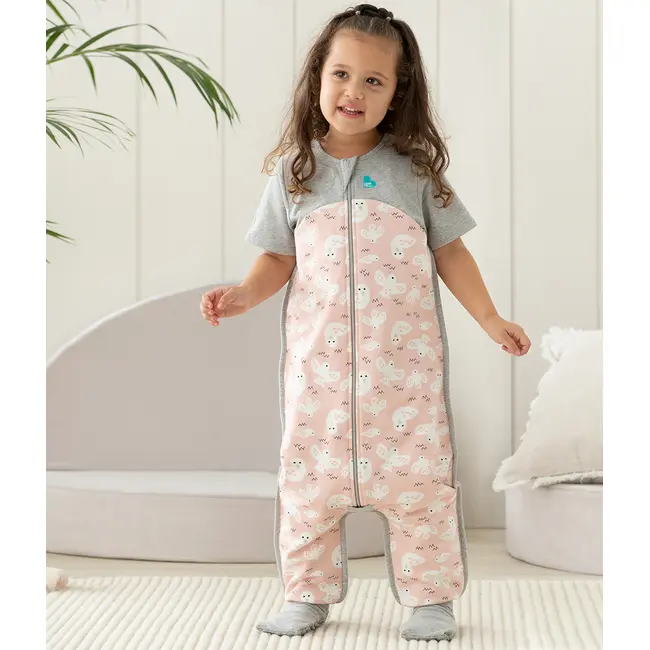 Love to Dream, sac de dormit cu picioruse si maneca scurta, 1 TOG, 12-24 luni, Roz