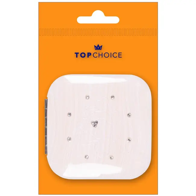 Oglinda compacta patrata, cu 11 cristale de zirconiu si inchidere magnetica, Top Choice 85673