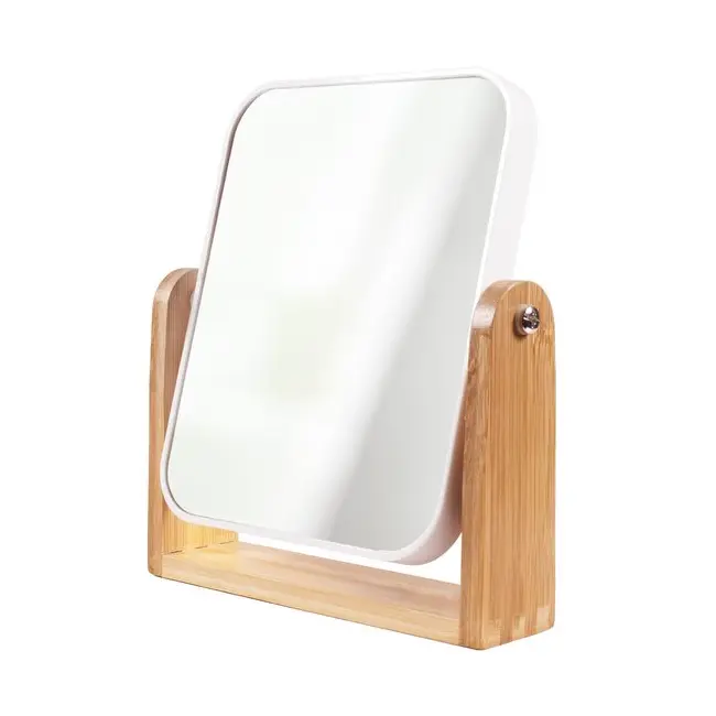Oglinda de machiaj cu suport de bambus, Top Choice 85802 (marire x2)