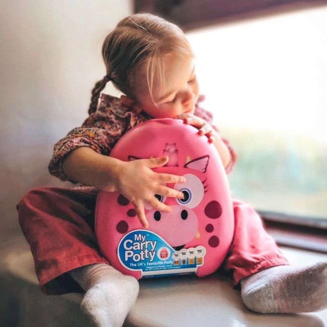 Olita portabila cu capac si maner My Carry Potty, Dragon roz