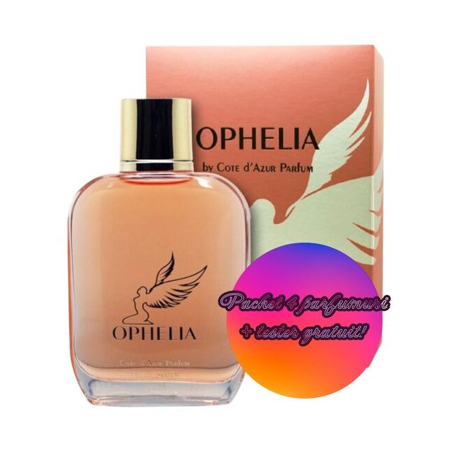Pachet 4 x Apa de Parfum Cote d'Azur Ophelia, Femei, 100 ml + Tester GRATUIT