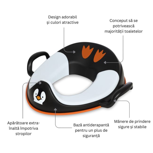 Reductor cu manere pentru toaleta, My Trainer Seat, Pinguin