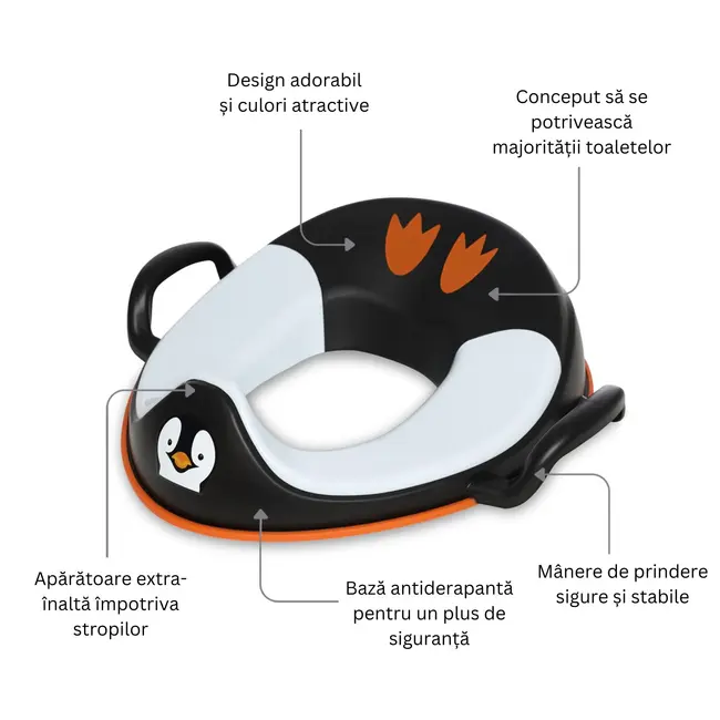 Reductor cu manere pentru toaleta, My Trainer Seat, Pinguin