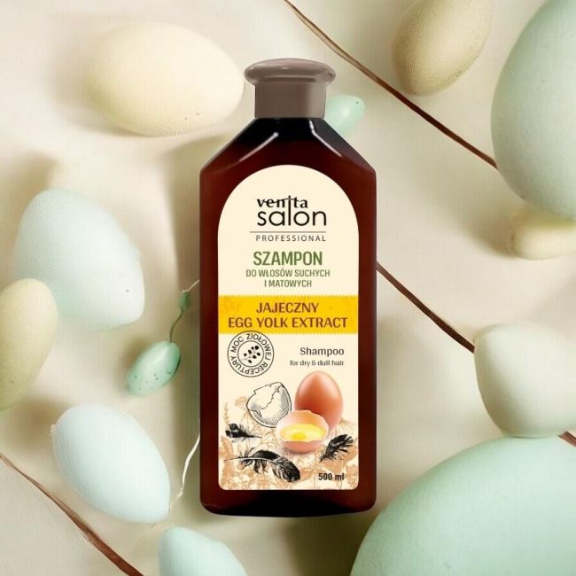 Sampon Herbal, cu Extract de Galbenus de Ou, Salon Professional, pentru par uscat si tern, Venita, 500ml