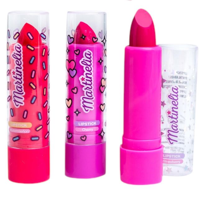 Set 18 bucati ruj de buze pentru fetite Juicy World 35077, Martinelia 4g