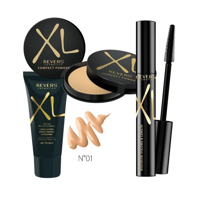 Set ingrijire ten pudra, fond de ten si mascara XL, Revers Natural