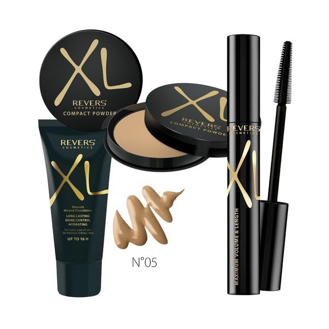 Set ingrijire ten pudra, fond de ten si mascara XL, Revers