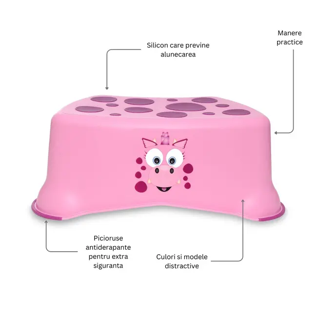 Treapta inaltatoare pentru copii, My Step Stool, Dragon roz