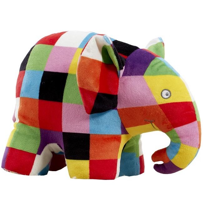 Jucarie din plus cu sunete Elefantul Elmer, 20 cm