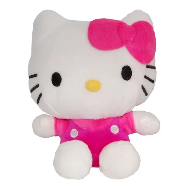 Jucarie din plus Hello Kitty cu salopeta fuxia, 17 cm