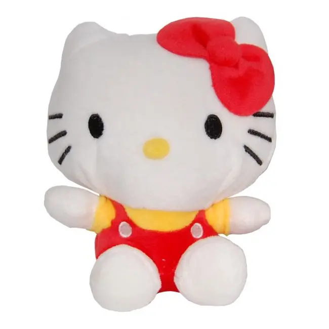 Jucarie din plus Hello Kitty cu salopeta rosie, 17 cm