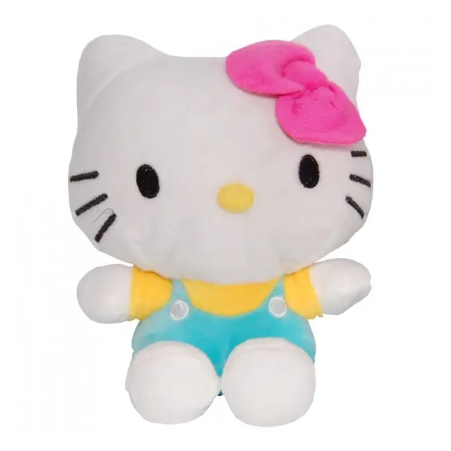 Jucarie din plus Hello Kitty cu salopeta vernil, 17 cm