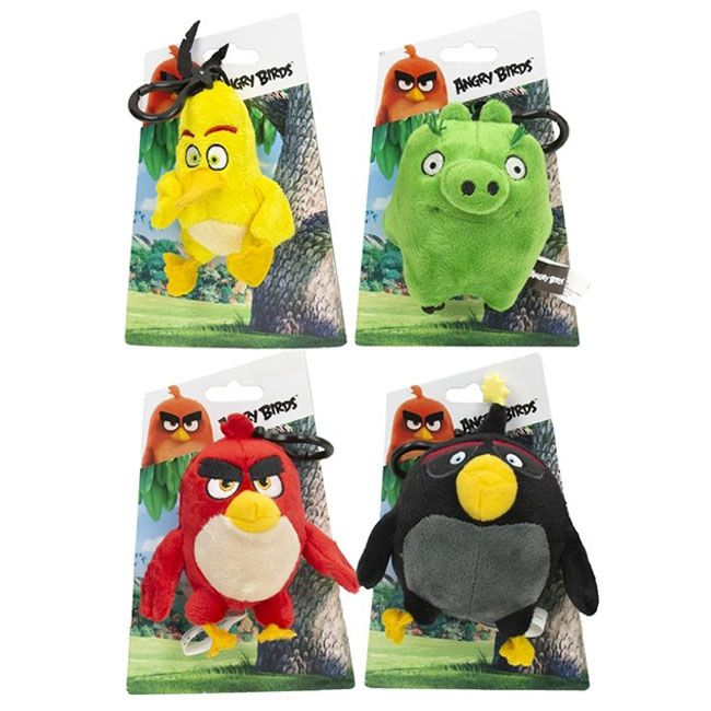 Set 4 jucarii din plus cu breloc, Angry Birds, 9 cm