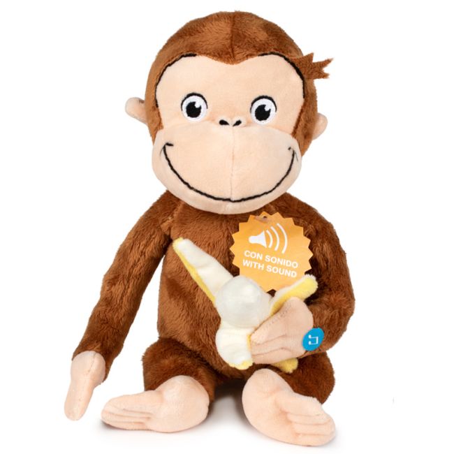 Jucarie din plus cu sunete Curious George cu banana, 24 cm