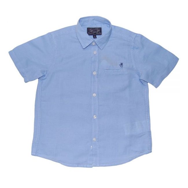 Camasa bleu din in cu maneci scurte (139), 7 ani / 122 cm