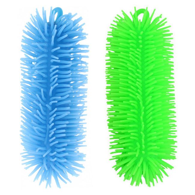 Set 2 viermi din silicon moale, Verde/Albastru, 20 cm