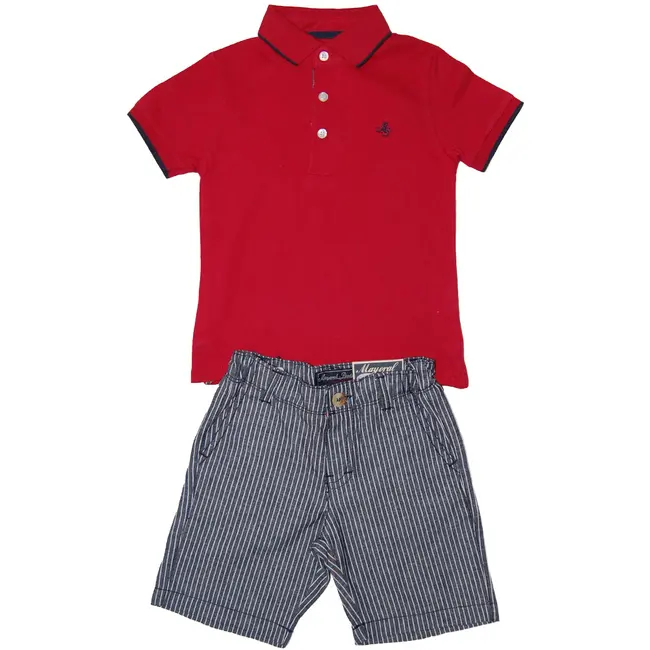 Set tricou polo rosu si pantaloni scurti (3215), 6 ani / 116 cm