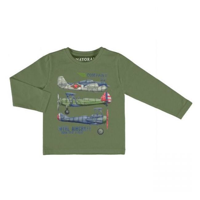 Tricou verde cu maneca lunga (4088), 8 ani / 128 cm