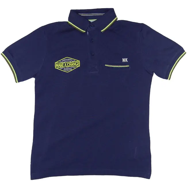Tricou polo bleumarin cu maneca scurta si imprimeu (6140), 10 ani / 140 cm