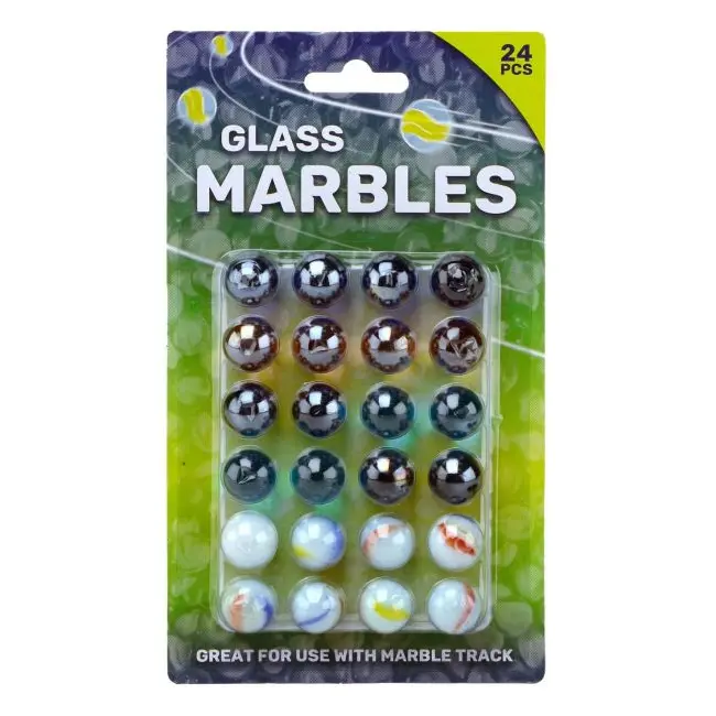 Set 24 de bile multicolore din sticla, 16 mm