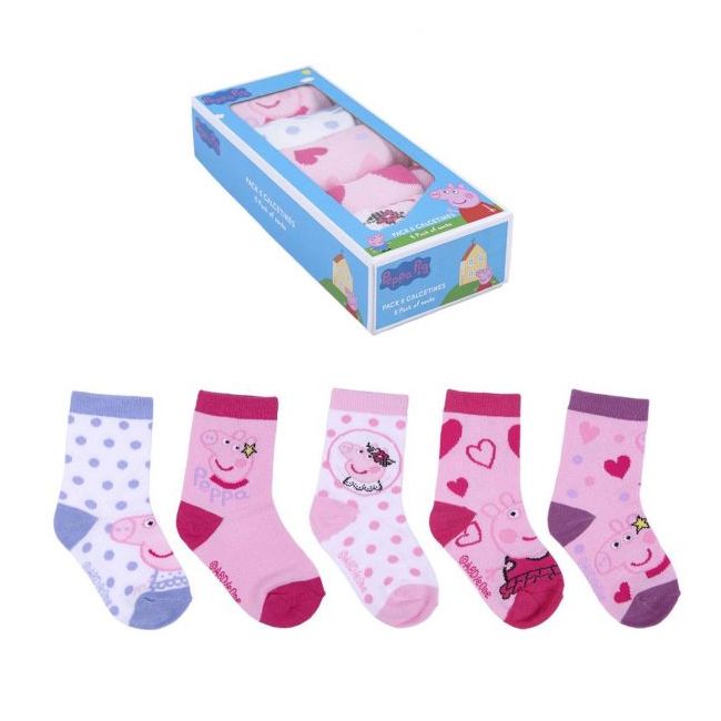Set 5 perechi sosete Peppa Pig, marimea 19/20