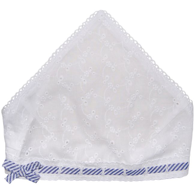 Bandana alba cu broderie englezeasca (10261), 17 x 22 cm