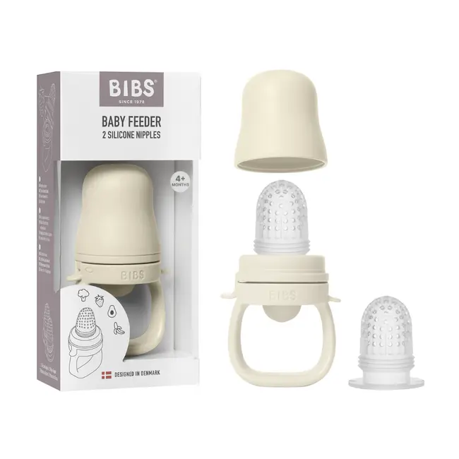 Bibs - dispozitiv de hranire baby feeder cu 2 tetine din silicon, ivory bbb4350216