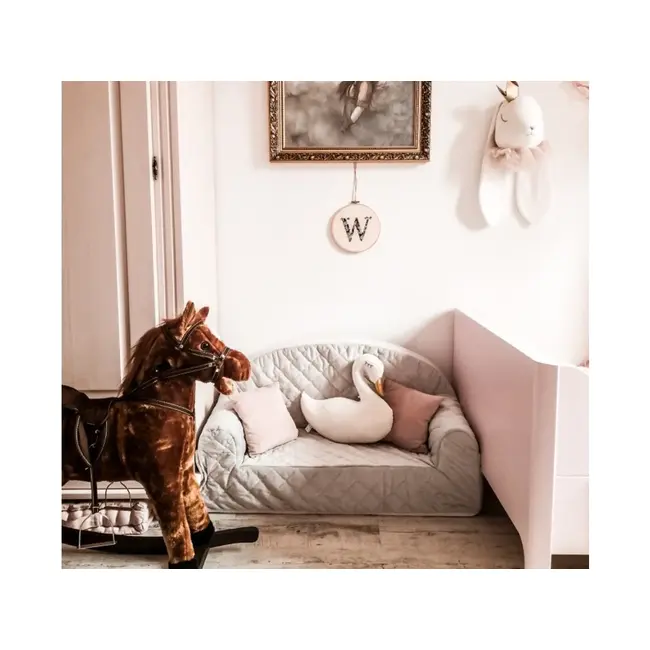 Canapea Confortabila Pentru Copii, Cu Buzunare, Gri Velvet By Babysteps Pjb480549