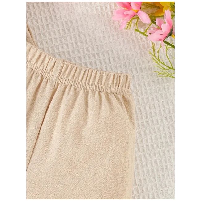 Costumas crem cu floricele brodate, de vara pentru fetite mdtu104-r1