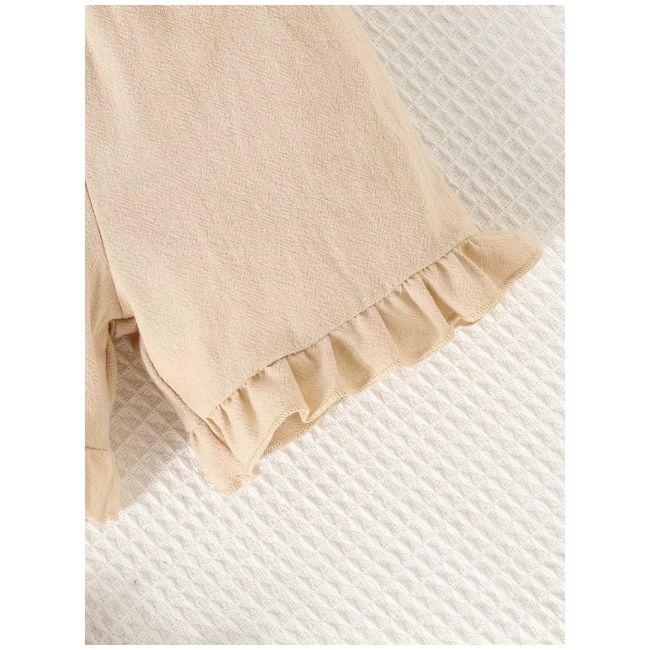 Costumas crem cu floricele brodate, de vara pentru fetite mdtu104-r1